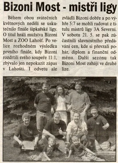 Tým Bizoni Most – mistři šipkařské ligy